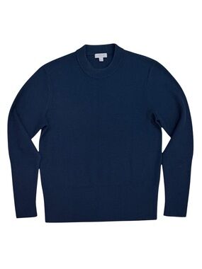COS Waffle Knit Crewneck Jumper In Navy